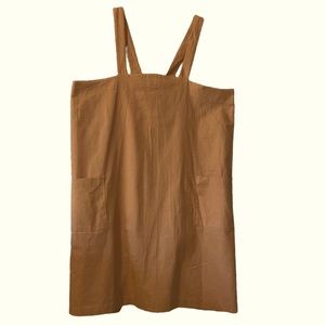 Womans dark khaki smock with pockets 100% cotton